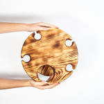 Винный столик из древесины кедра на резных ножках. VN4