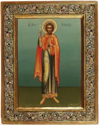 Икона святой Леонид на дереве на левкасе