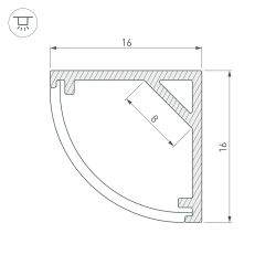 Профиль SL-KANT-H16-2000 BLACK (Arlight, Алюминий) 037116
