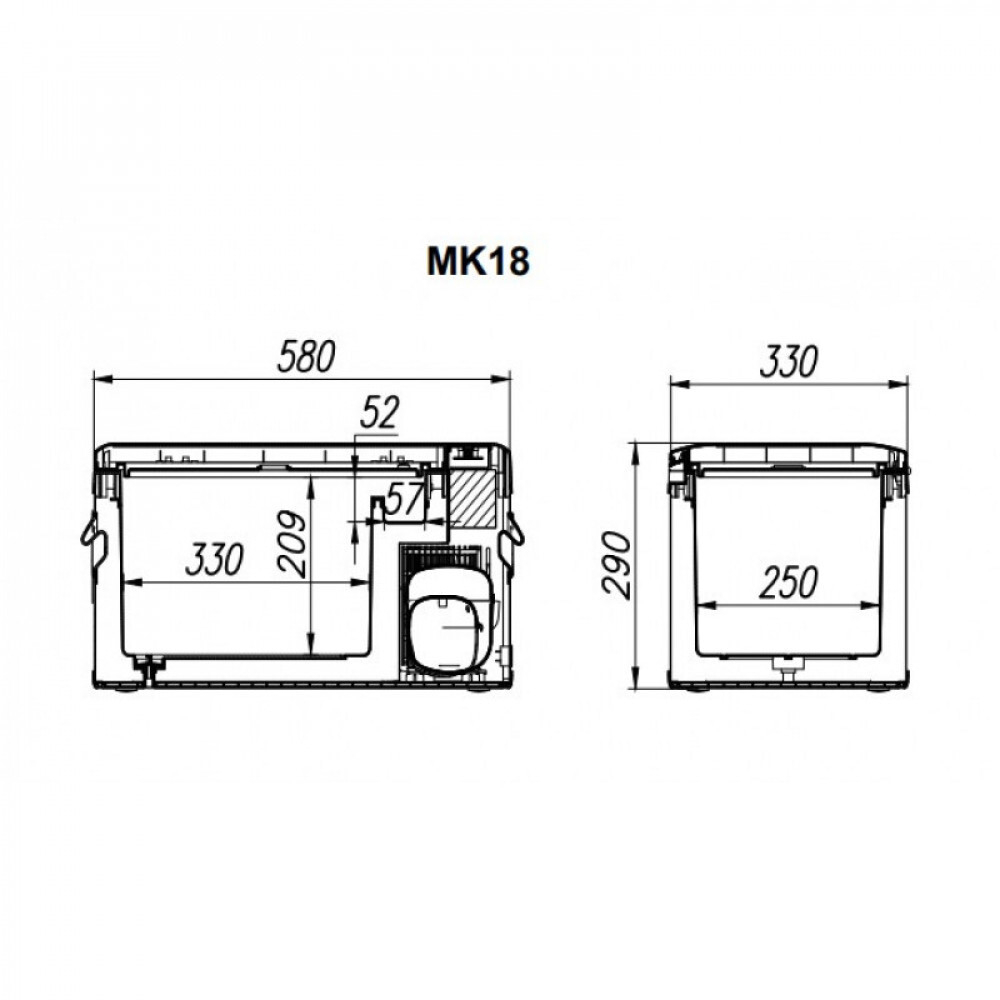 Холодильник автомобильный Alpicool MK18 (18L) двухкамерный 12/24/110/220V