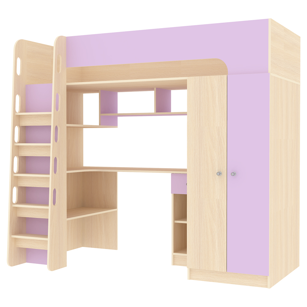 Кровать-чердак КарИВи Астра 10  Дуб Молочный Ирис