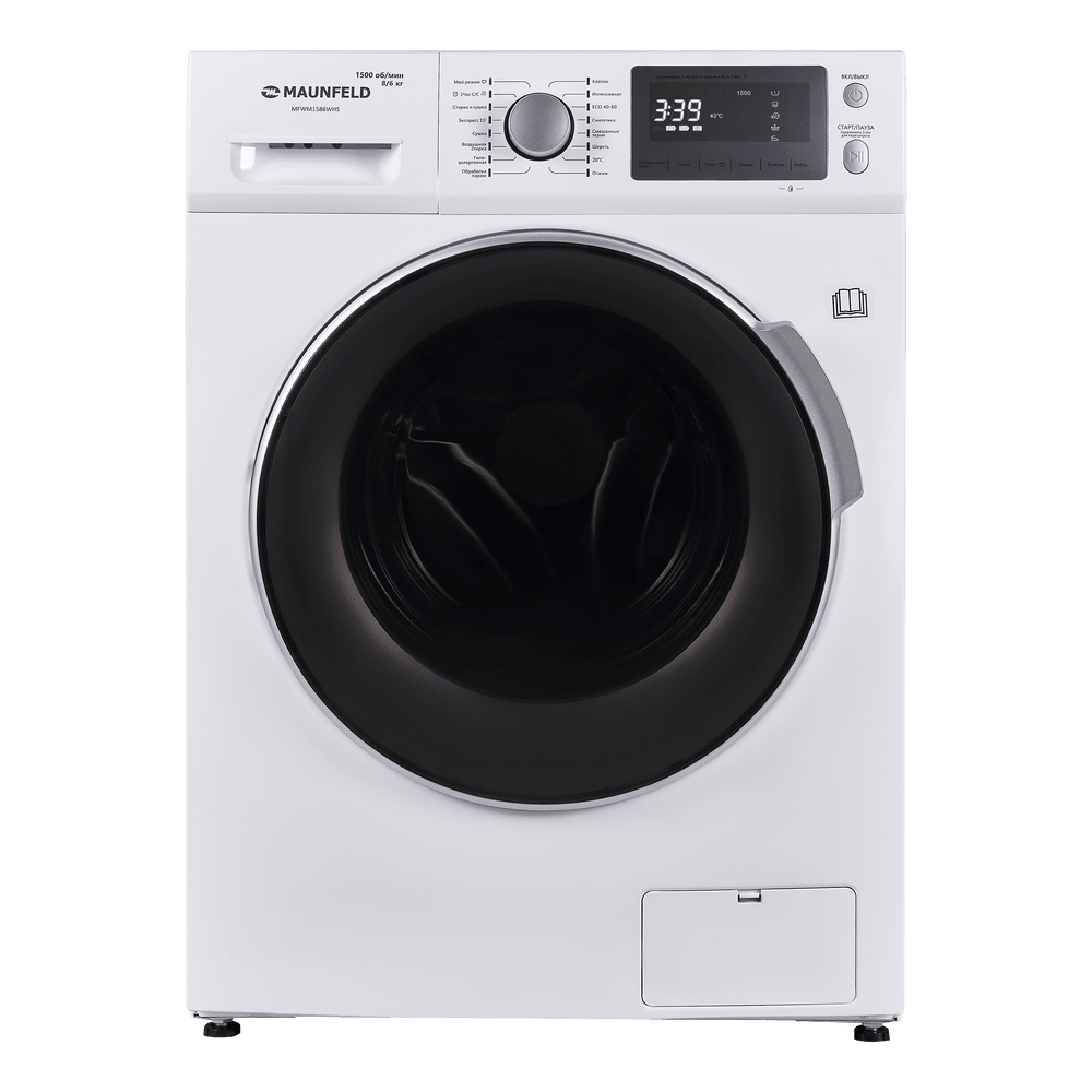 Стиральная машина c сушкой инвертором и паром  MAUNFELD MFWM1586WHS 8 кг./6 кг. сушки