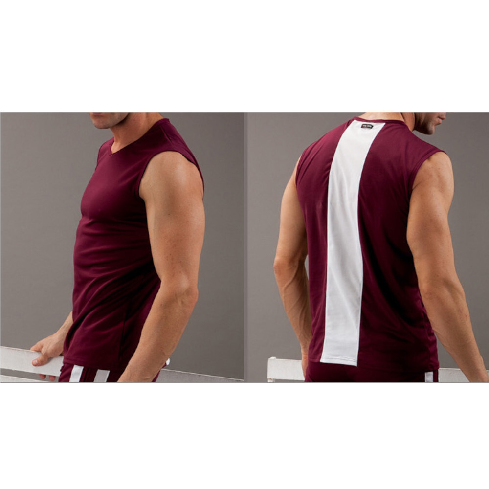 Майка спортивная бордовая с полосой Wang Jiang 3