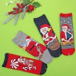 Носки новогодние «Дед мороз», микс 5 цветов, р-р36-42 (крючок, пакет, стикер)