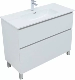 Тумба с раковиной Aquanet Вега 100 344125+254365 белая глянцевая