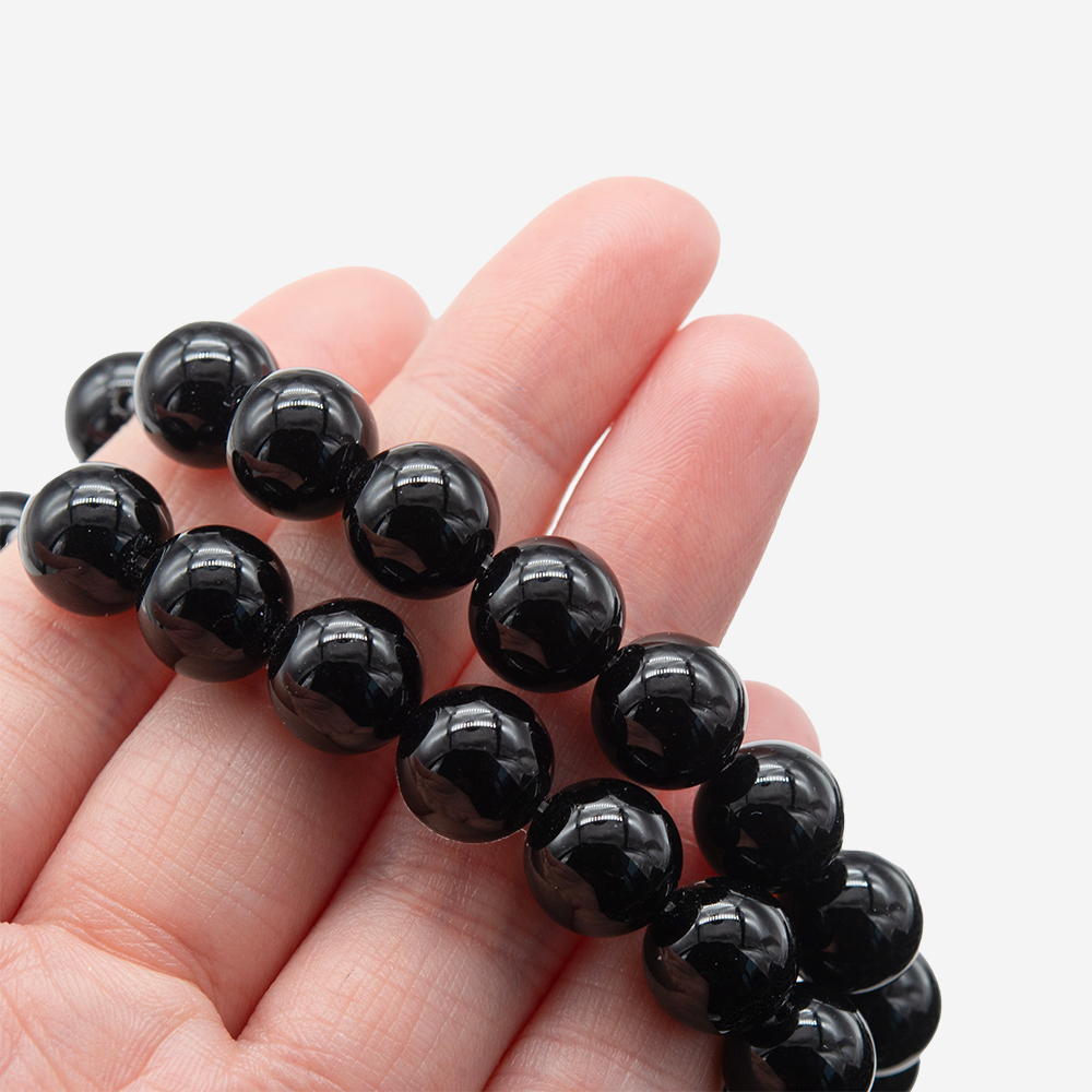 Черный агат тонированный натуральный, бусины в форме шара, 10мм