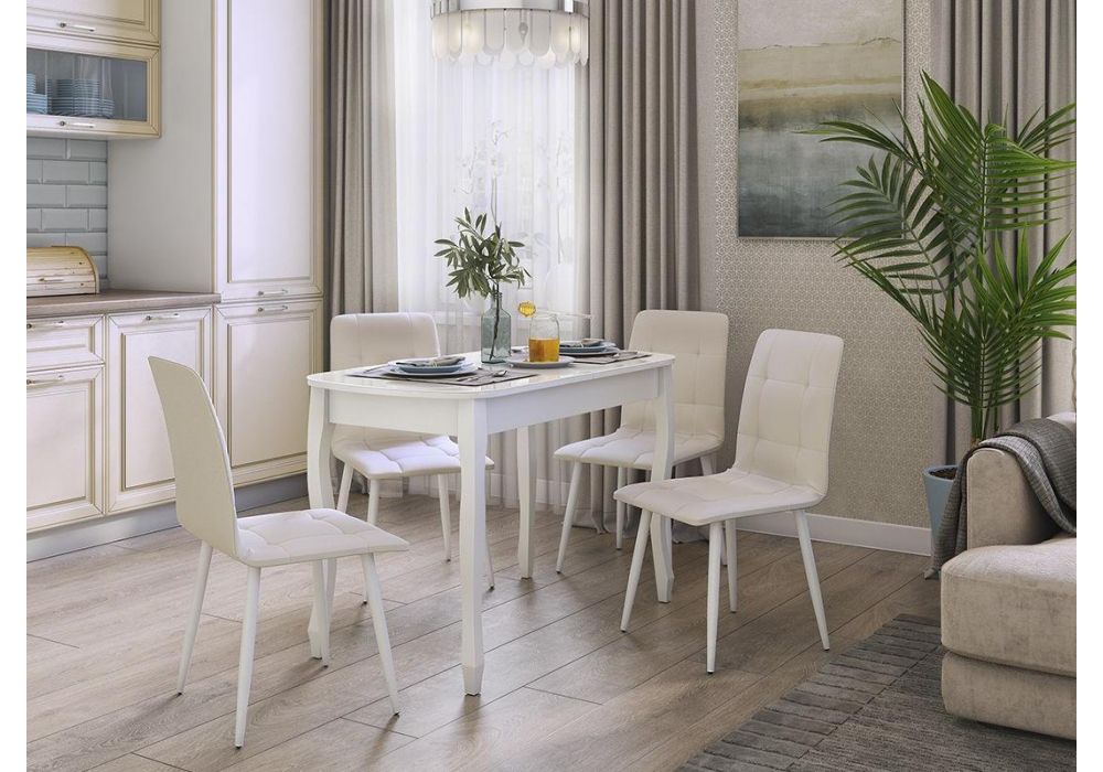 Стеклянный стол Экстра 2 100(130)х60х75 белый / белый