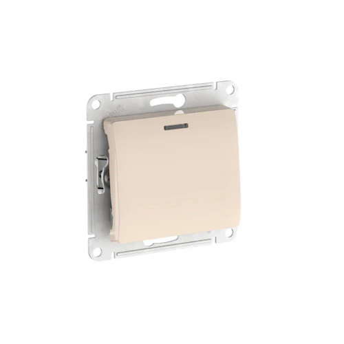 GLOSSA 1-клавишный ПЕРЕКЛЮЧАТЕЛЬ с подсветкой, сх.6а, 10АХ, мех., быстрозажим. клем., БЕЖЕВЫЙ