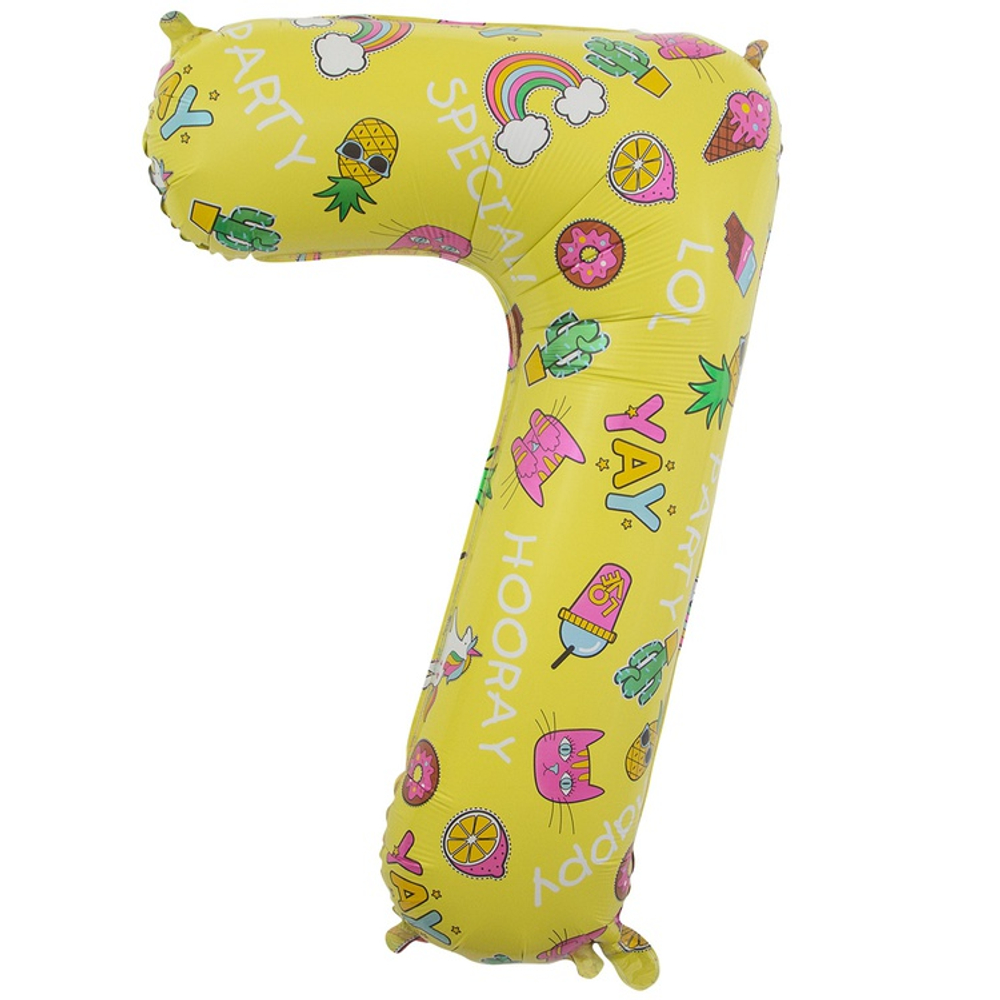 Шар фольгированный Цифра 7 81 см (Желтый)