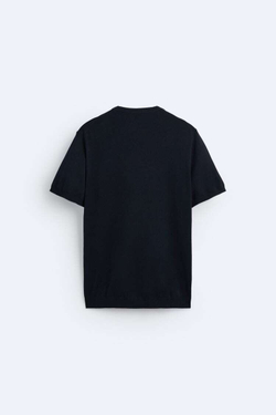 ZARA ФУТБОЛКА ИЗ СМЕСОВОЙ ВИСКОЗЫ, МОРСКОЙ СИНИЙ