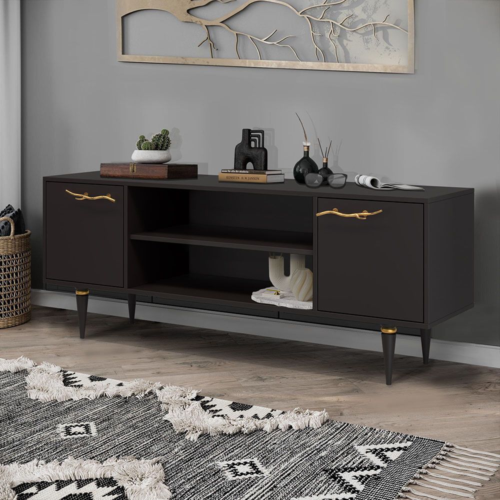 Тумба под ТВ Арт Колор matte 155см Классик Голд Терпкий коричневый матовый