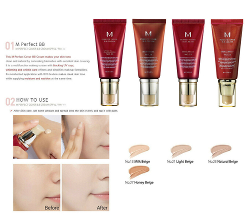 Missha M Perfect Cover BB Cream SPF42/PA+++ тональный крем с прекрасной кроющей способностью тон № 13 молочный беж