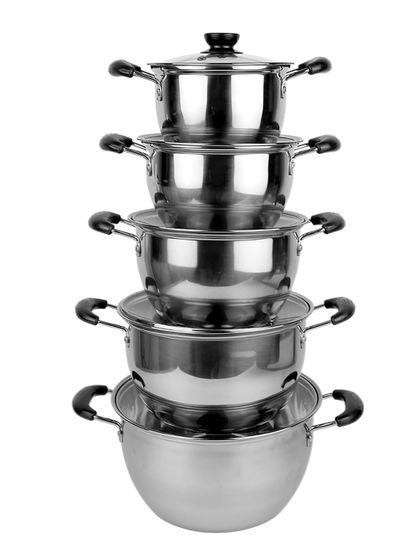 Набор кастрюль 10 предметов Ofenbach NB 100007 из нержавеющей стали (1 л; 1,5 л; 2 л; 3 л; 4 л)