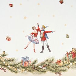 СКАТЕРТЬ КРУГЛАЯ "ЩЕЛКУНЧИК" ,220СМ БЕЖЕВЫЙ 100% ХЛОПОК , ТВИЛ