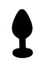 Средняя черная пробка с розовым кристаллом ONJOY Silicone Collection (Цвет: черный)