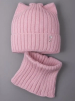 Шапка для девочки осенняя c ушками и снуд