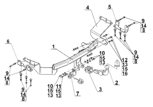 Фаркоп на Citroen C-Crosser 2007-2012, Mitsubishi Outlander XL 2007-2012, Peugeot 4007 2007-2012 (паспорт и сертификат в комплекте)(без электрики) Steinhof.M-355