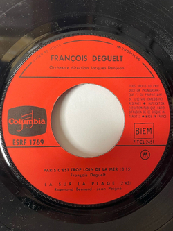 Винтажная виниловая пластинка LP Francois Deguelt Chansons Pour Le Soleil Et La Mer (France 1967) 7 дюймов