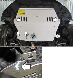 Защита картера Двигателя, КПП. 5 мм, Алюминий. для Honda Accord VIII 2008-2012 MOTODOR.30804