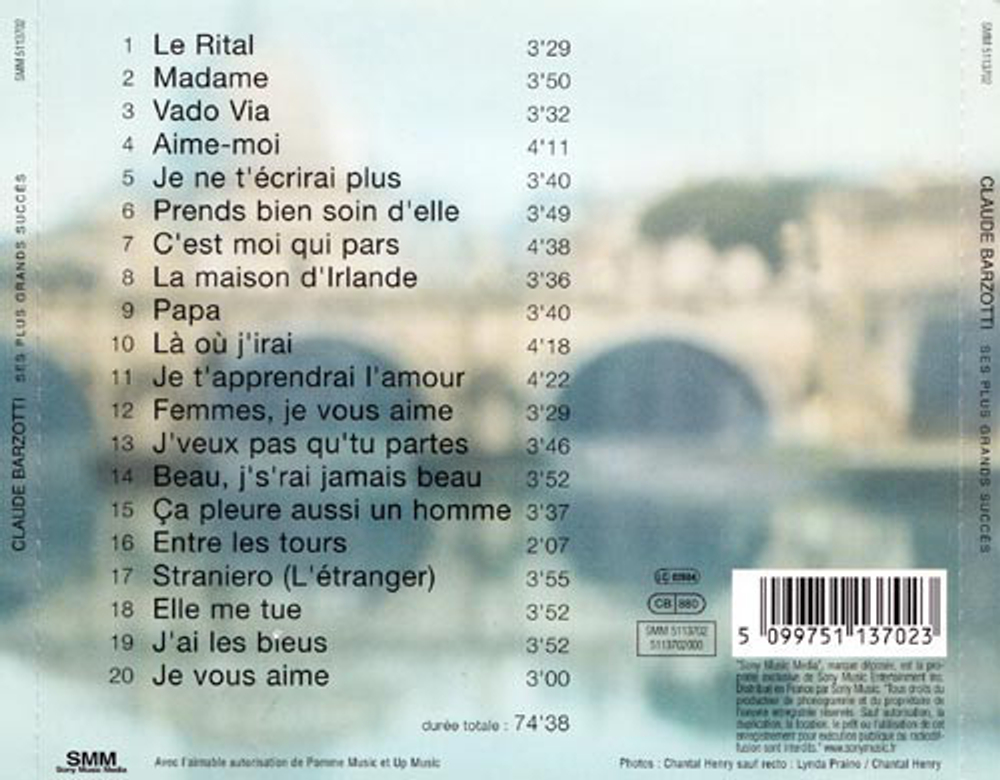 Claude Barzotti / Ses Plus Grands Succes (CD)