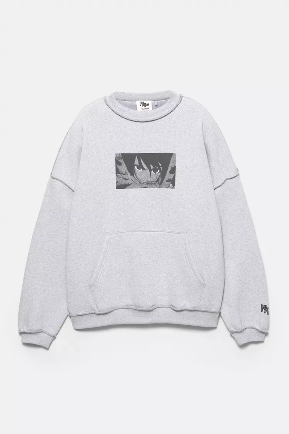 PULL&BEAR Толстовка Dan Da Dan, серый меланж