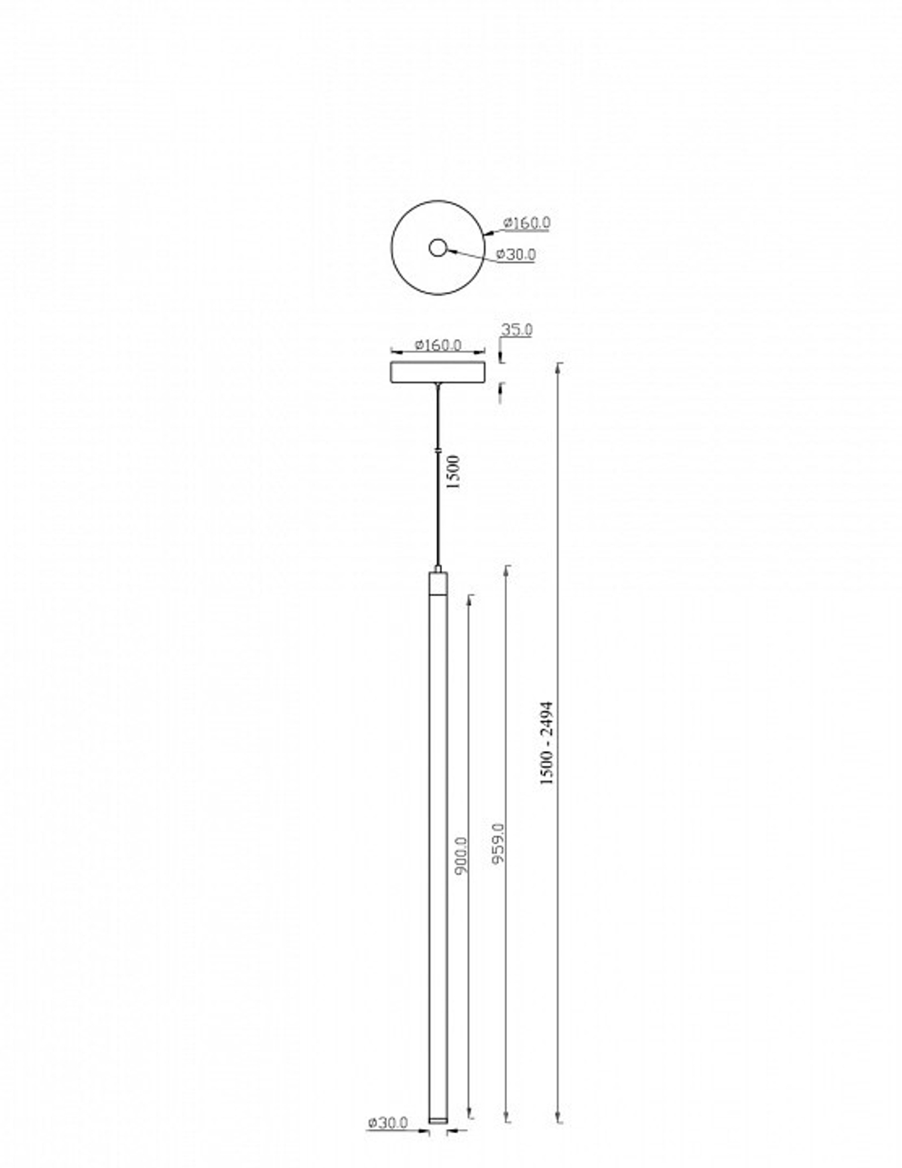 Подвесной светильник Maytoni Ray P021PL-L20W3K