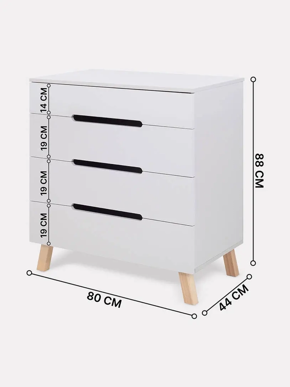 Комод RANT "INDY PRO" с органайзером 80 см. 4 ящика (арт.123) Crystal Beige