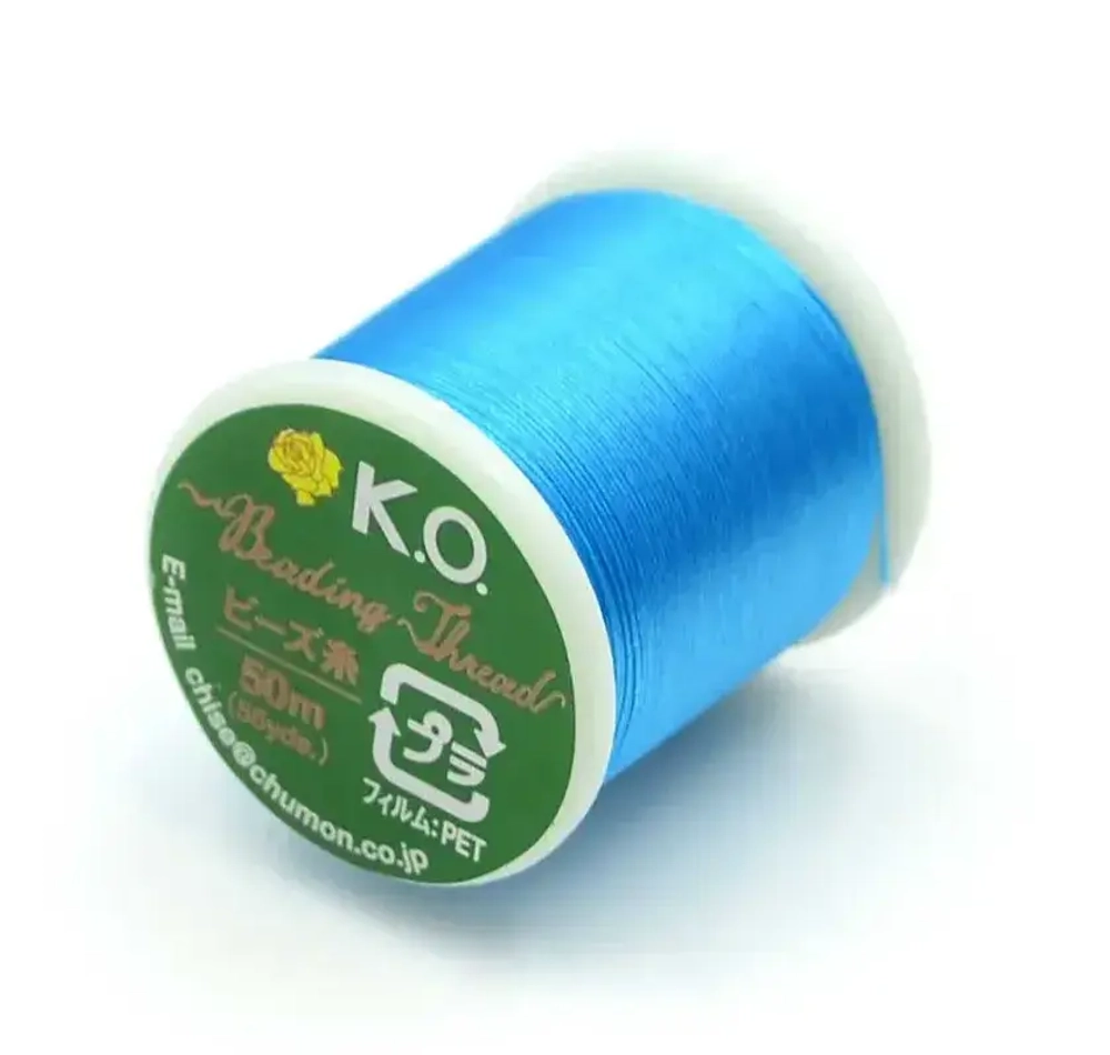 K.O. нейлоновые нити для бисероплетения, Turquoise (Япония) 50 м