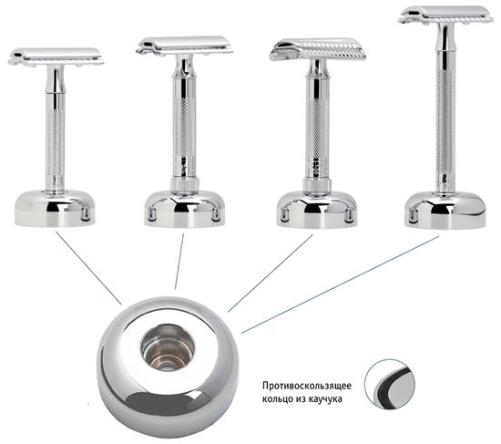 Подставка для т-обраазных бритв (станков) Merkur Solingen, универсальная, глянцевый хром