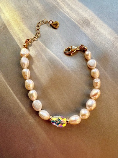 Браслет Скарабей Сваровски из жемчуга