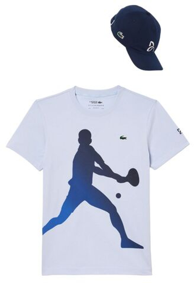 Мужская теннисная футболка Lacoste Tennis X Novak Djokovic T-Shirt & Cap Set - light blue