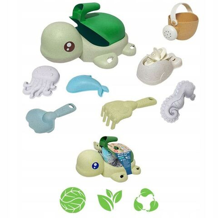 Игрушка для песочницы Woopie GREEN - Игровой набор для песочницы Зеленая черепаха с биоразлагаемого пластика 8эл. - Вупи 43698