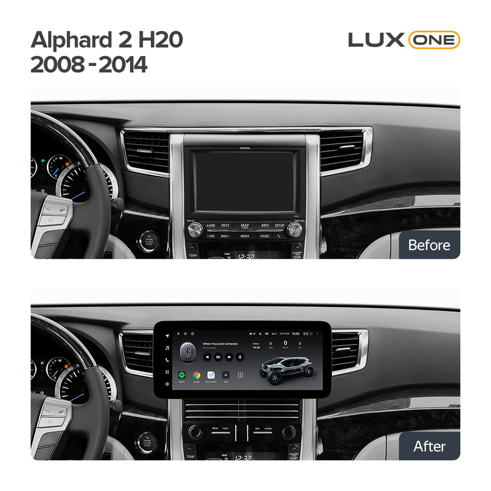 Магнитола для Toyota Alphard H20, Vellfire 2008-2014 (с JBL и 360) - Teyes LUX ONE ROUND монитор 12.3", Android 10, CarPlay, 4G SIM-слот