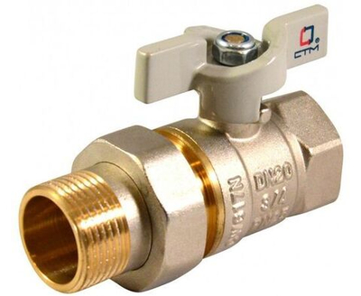 Кран шаровый с накидной гайкой 1/2" для воды СTM СТАНДАРТ бабочка