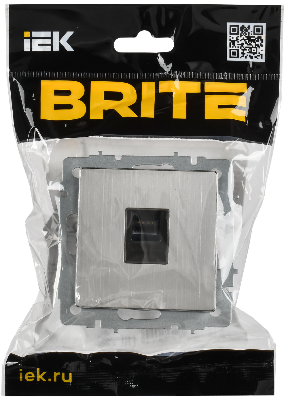 BRITE Розетка компьютерная RJ45 кат.6 РК11-БрГН металл хром/никель IEK