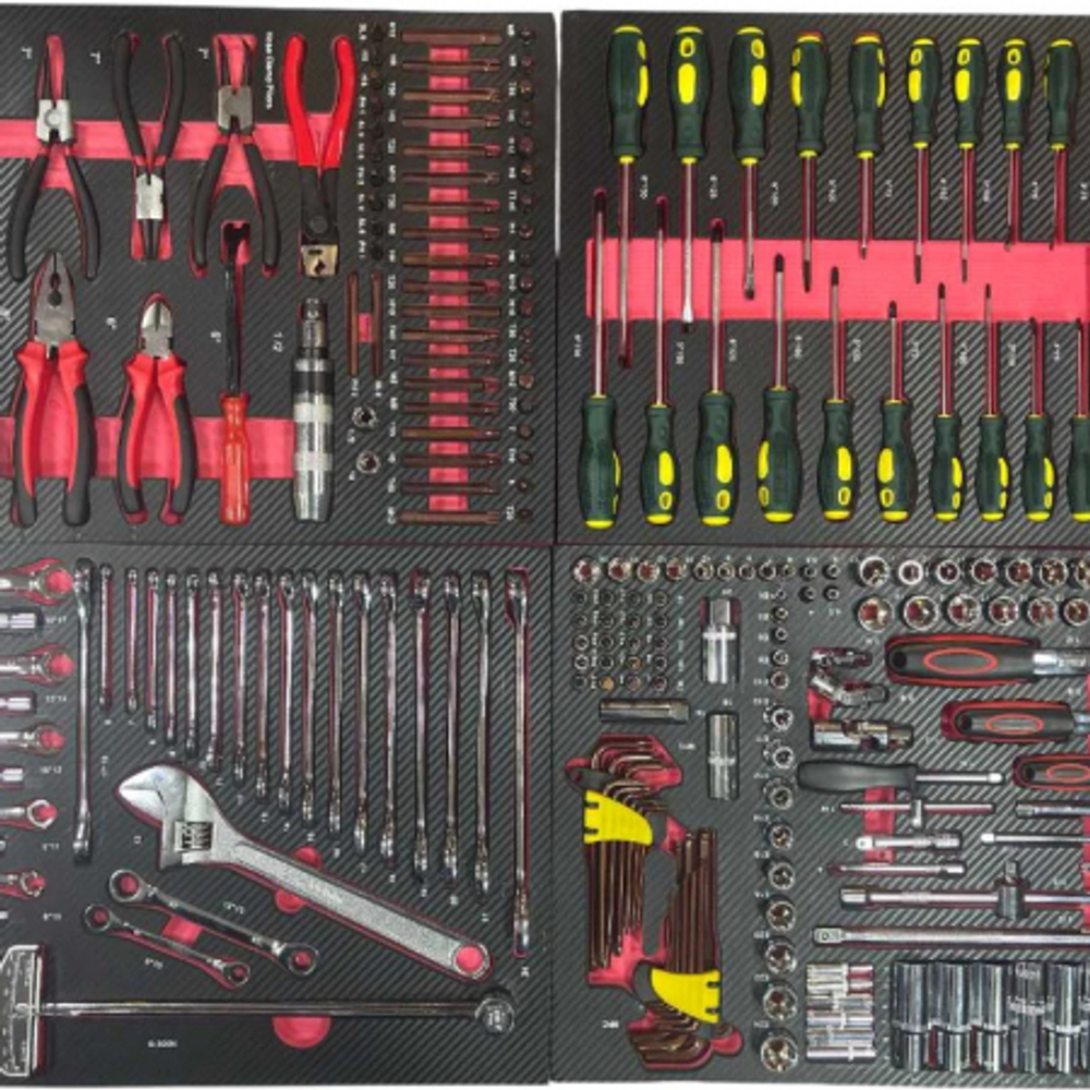 Набор ложементов GWA-255B с инструментом, 255 предметов, 4 ложемента, 550x390x30мм, Great Wolf