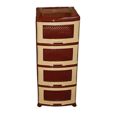 Комод 4 секции без декора Плетенка беж/кор