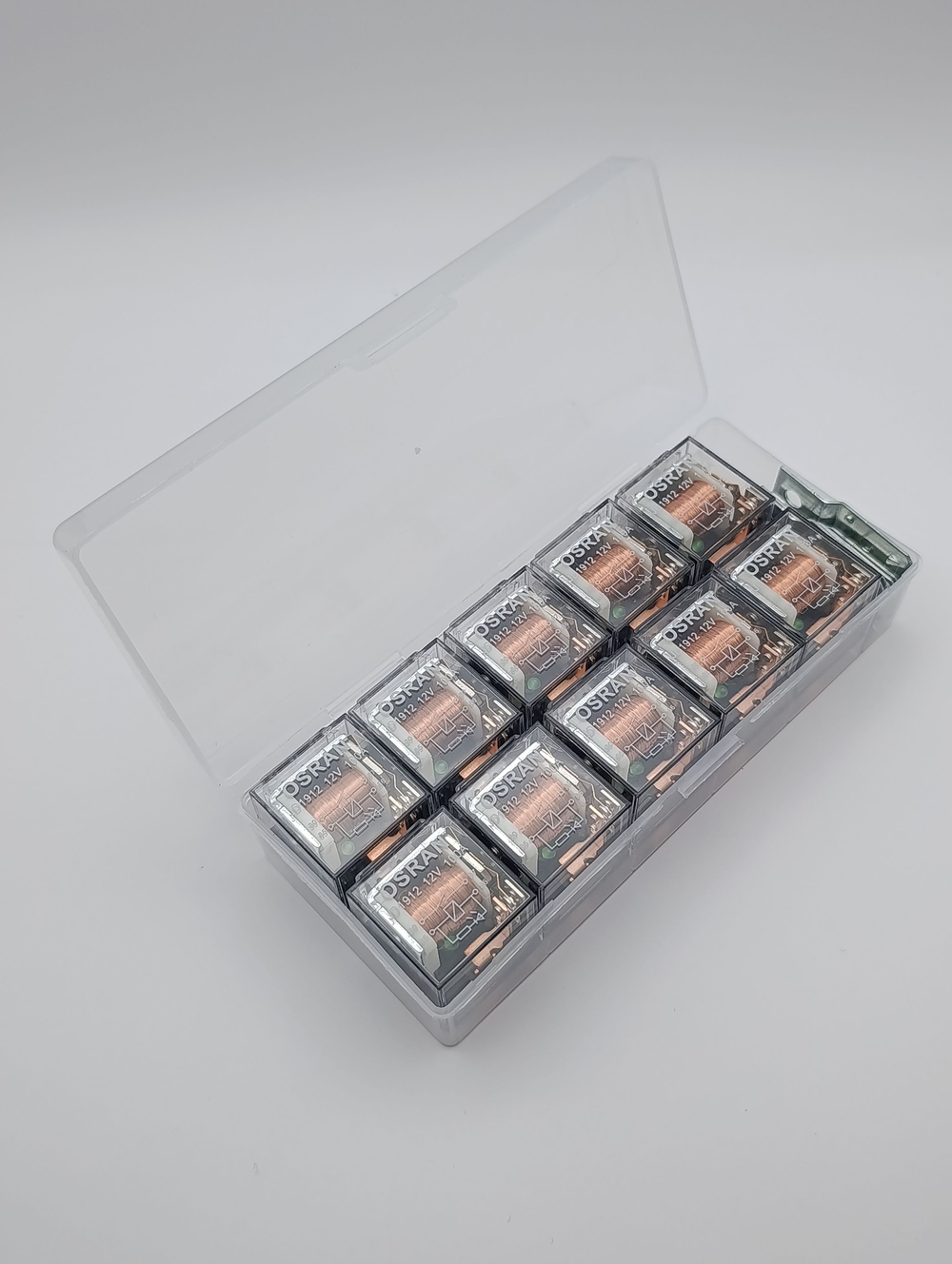 Реле универсальное автомобильное 12V 4 конта 100А с индикатором, с кронштейном, прозрачное