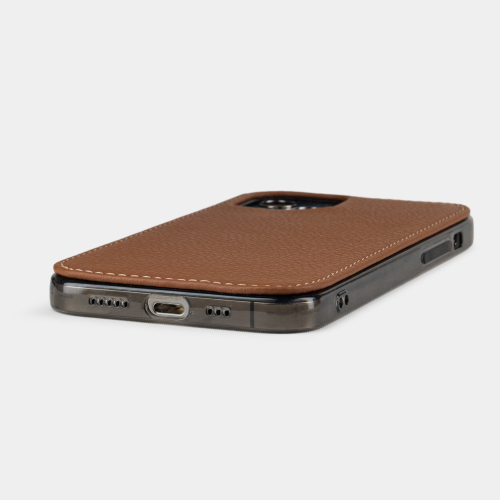 Накладка для iPhone 12/12Pro из кожи теленка, цвета карамель