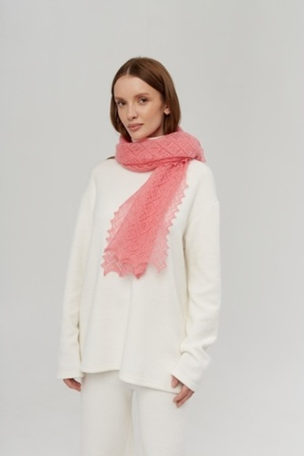 Оренбургский пуховый палантин П3-12040-15 розовый