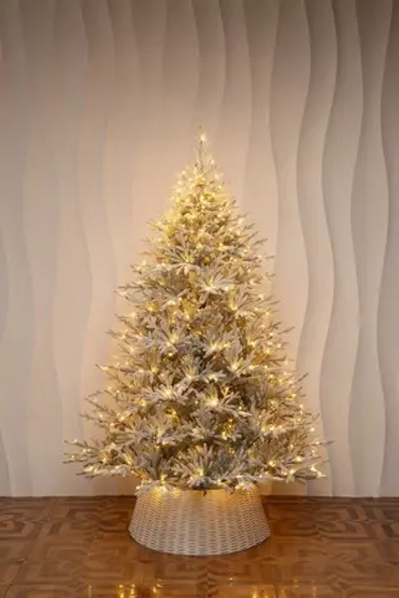 Искусственная елка Петроградская заснеженная 210 см., с теплыми белыми Led лампами, 100% литая хвоя, Елкиторг (237210)