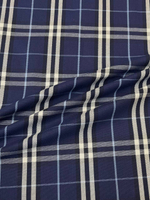 Курточно-плащевая ткань хлопковая Burberry синяя в клетку