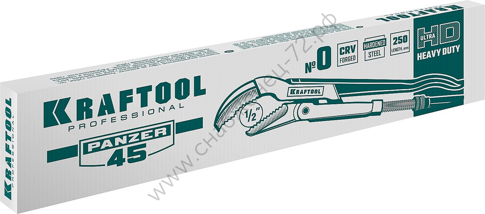 KRAFTOOL PANZER-45, №0, 1/2″, 240 мм, Трубный ключ с изогнутыми губками (2735-05)