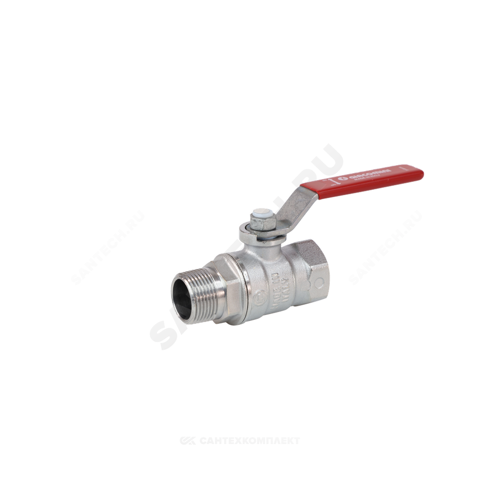 Кран шаровой латунь хром R254DL Ду 20 Ру42 ВР/НР рычаг красный Giacomini R254LX004