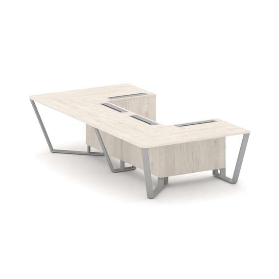 Steel Meet Стол переговорный П-образный KD-PR.B.SP-07P Денвер Светлый/Металл Серый 1600*3200*750