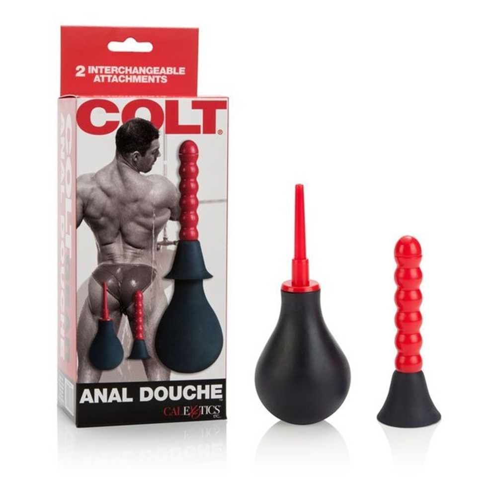 Анальный душ COLT® Anal Douche рифлёный черный (Цвет: черный с красным)
