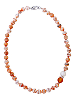 Бусы авторские - агат, сердолик, жемчуг пресноводный, стразы