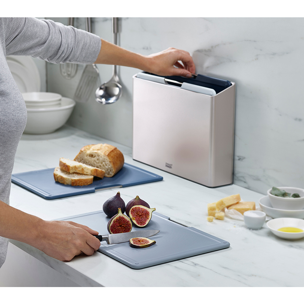 Набор разделочных досок в подставке folio large, синий, 4 шт.