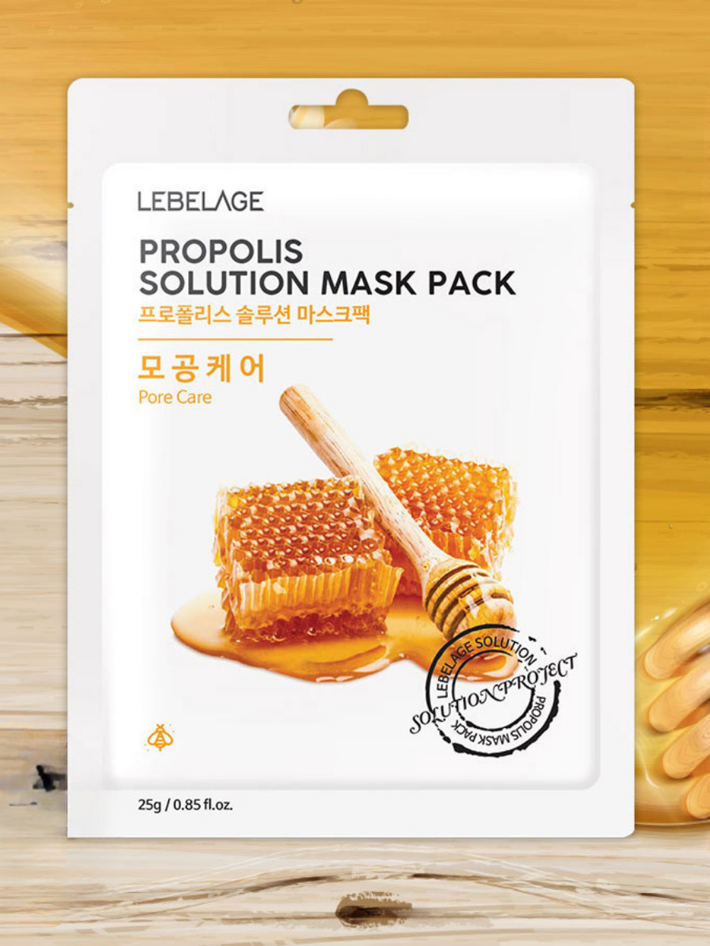 LEBELAGE - МАСКА ТКАНЕВАЯ ДЛЯ ЛИЦА С ПРОПОЛИСОМ PROPOLIS SOLUTION MASK, 25 G