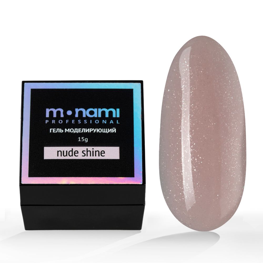 Monami Гель Nude Shine для моделирования ногтей нюдовый с шиммером, 5 гр